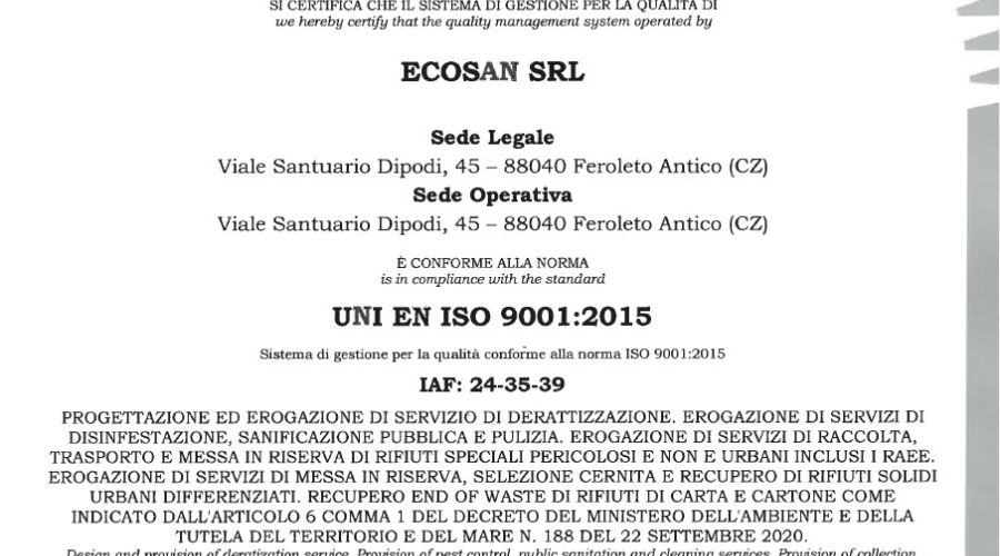 Certificazione ISO 9001:2015